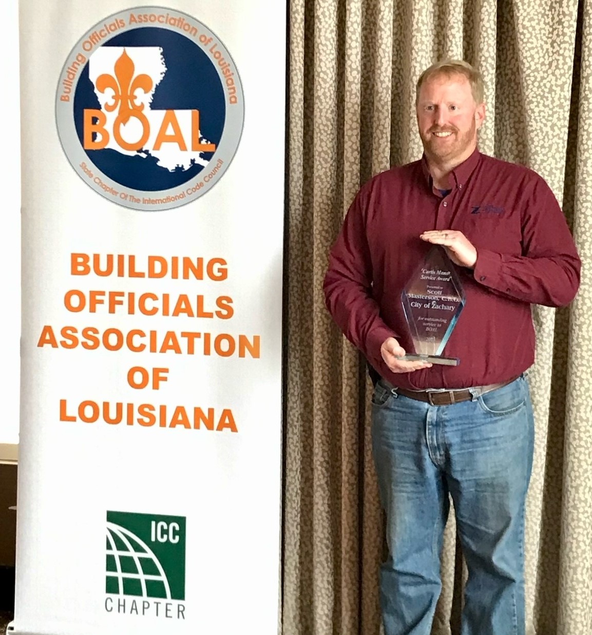 Masterson Receives Curtis Mann Award by Building Officials Associate of Louisiana